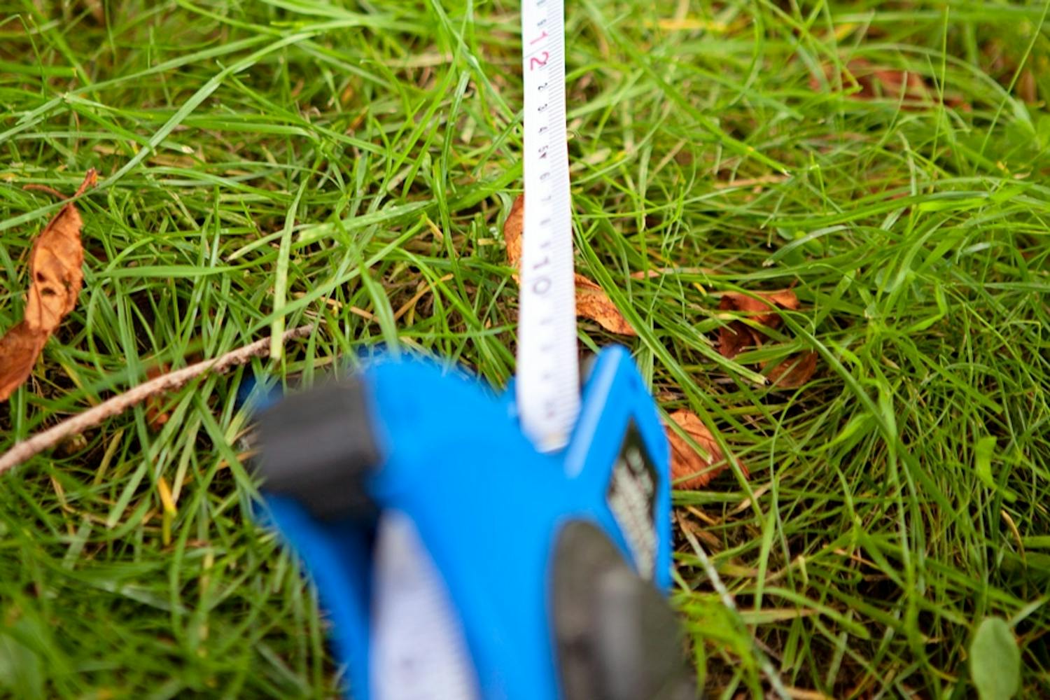 Mål plænens areal op (det er typisk nemmest at dele plænen op i felter, hvis den ikke er en regulær firkant). Mål plænens areal op (det er typisk nemmest at dele plænen op i felter, hvis den ikke er en regulær firkant).